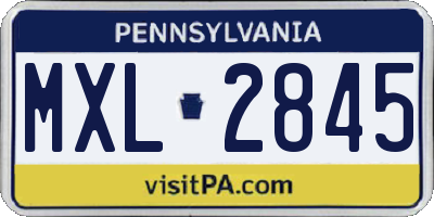 PA license plate MXL2845