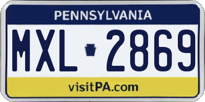 PA license plate MXL2869