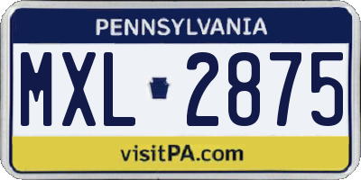PA license plate MXL2875