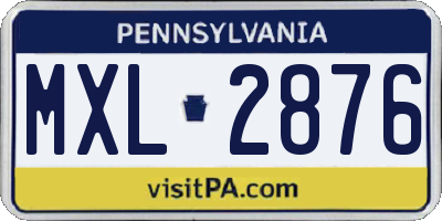 PA license plate MXL2876