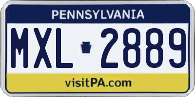 PA license plate MXL2889