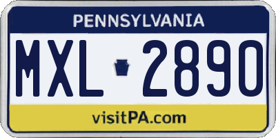 PA license plate MXL2890
