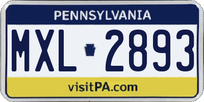 PA license plate MXL2893