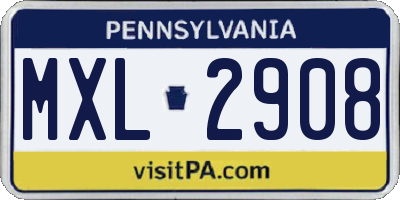 PA license plate MXL2908