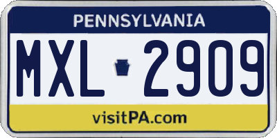 PA license plate MXL2909