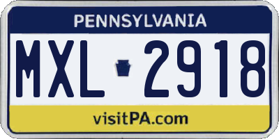 PA license plate MXL2918