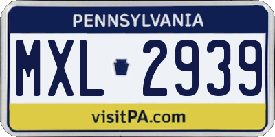 PA license plate MXL2939