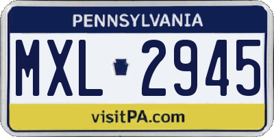 PA license plate MXL2945
