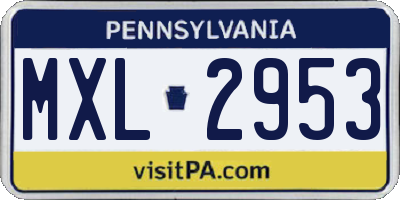 PA license plate MXL2953