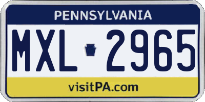 PA license plate MXL2965