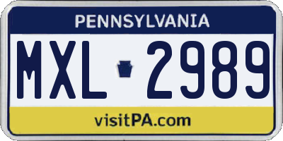 PA license plate MXL2989