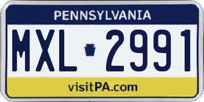 PA license plate MXL2991