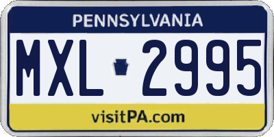 PA license plate MXL2995