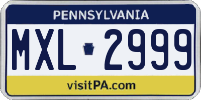 PA license plate MXL2999