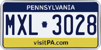 PA license plate MXL3028