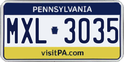 PA license plate MXL3035