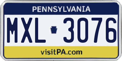 PA license plate MXL3076