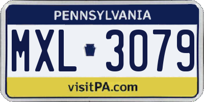 PA license plate MXL3079