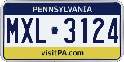PA license plate MXL3124