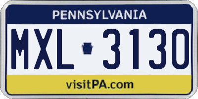 PA license plate MXL3130
