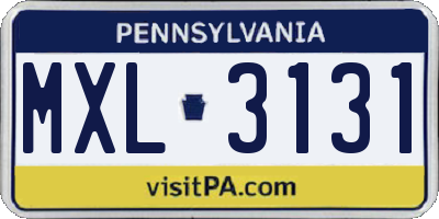 PA license plate MXL3131