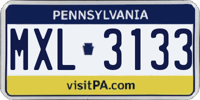 PA license plate MXL3133