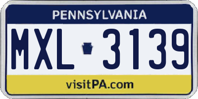 PA license plate MXL3139