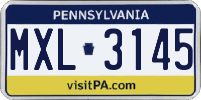 PA license plate MXL3145