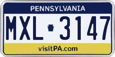 PA license plate MXL3147