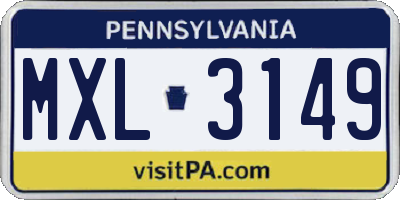 PA license plate MXL3149