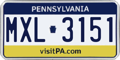 PA license plate MXL3151