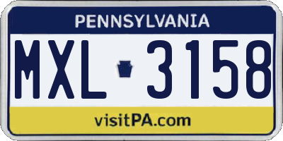 PA license plate MXL3158