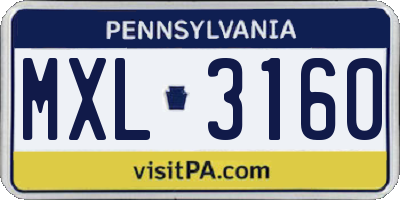 PA license plate MXL3160