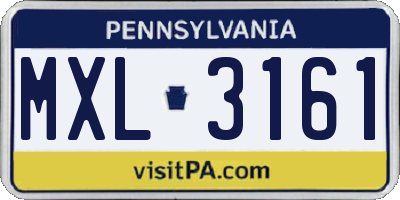 PA license plate MXL3161