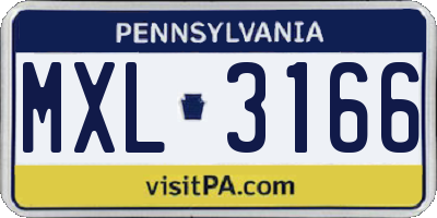 PA license plate MXL3166