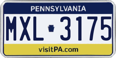 PA license plate MXL3175
