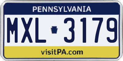 PA license plate MXL3179