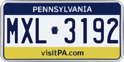 PA license plate MXL3192