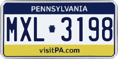 PA license plate MXL3198