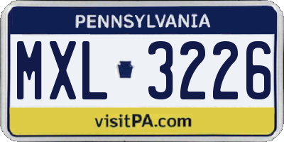 PA license plate MXL3226