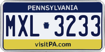 PA license plate MXL3233