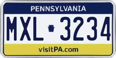 PA license plate MXL3234