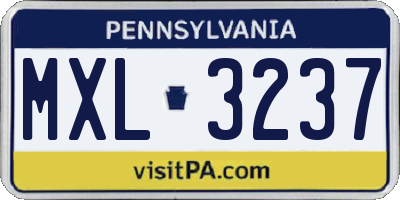 PA license plate MXL3237