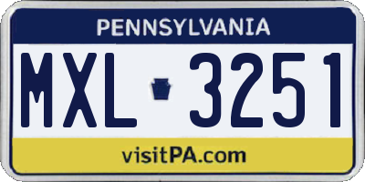 PA license plate MXL3251