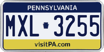 PA license plate MXL3255