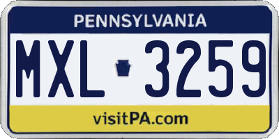 PA license plate MXL3259