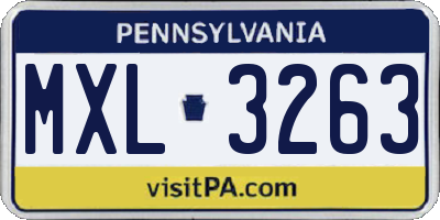 PA license plate MXL3263