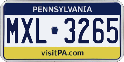 PA license plate MXL3265
