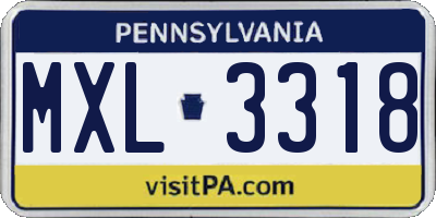 PA license plate MXL3318
