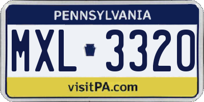 PA license plate MXL3320